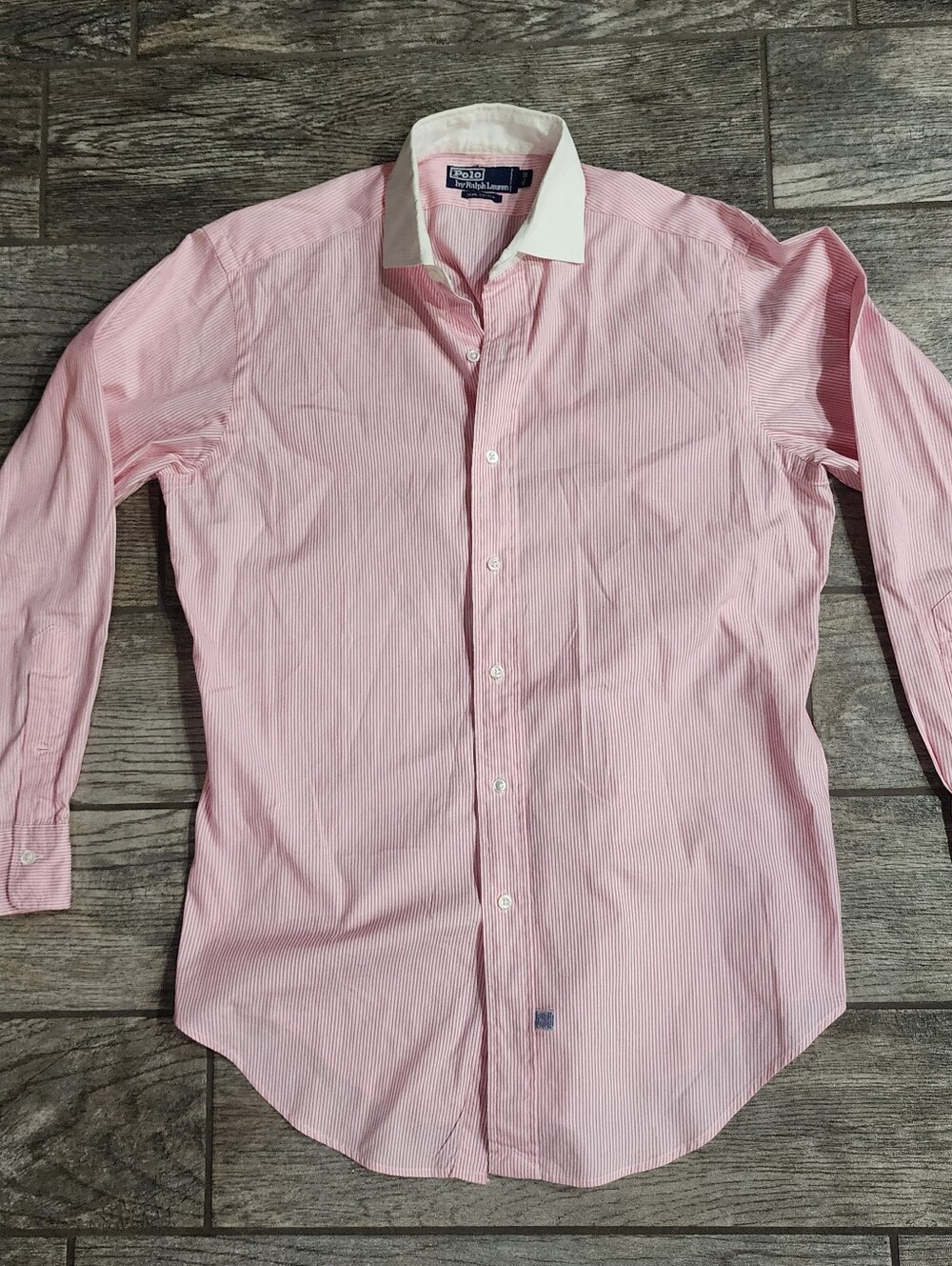 Vintage 90s Polo Ralph Lauren Pink Stripe Button Up Shirt